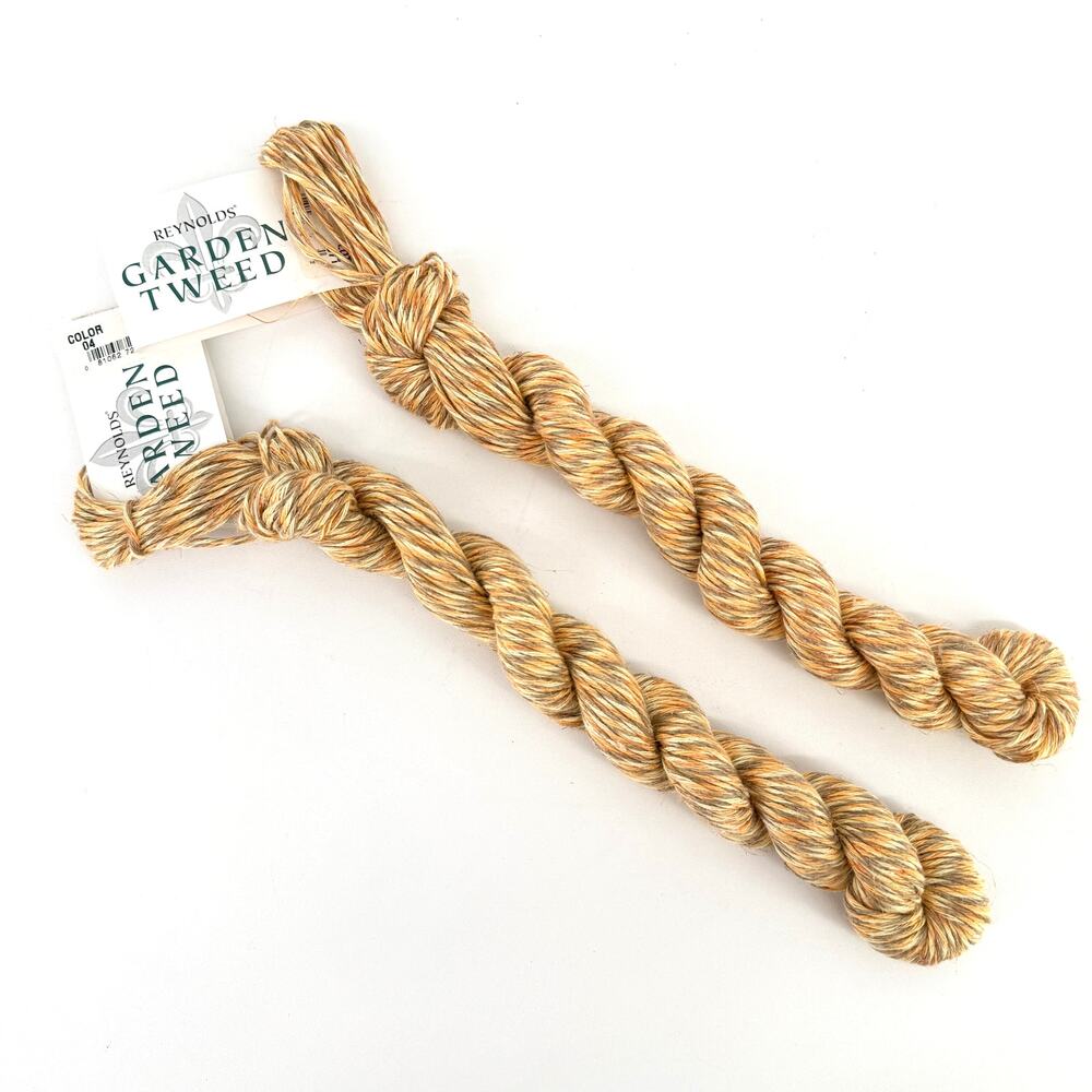 Reynolds Garden Tweed Yarn Lot 2 Skeins Color 04 Harvest Cotton Linen Made Italy